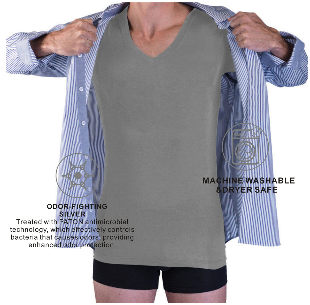 Luxury 10A Antibacterial Anti-Odor Sweat Proof Deep-Neck lenzing modal Undershirt, Say Goodbye to Pit Stains men t-shirt