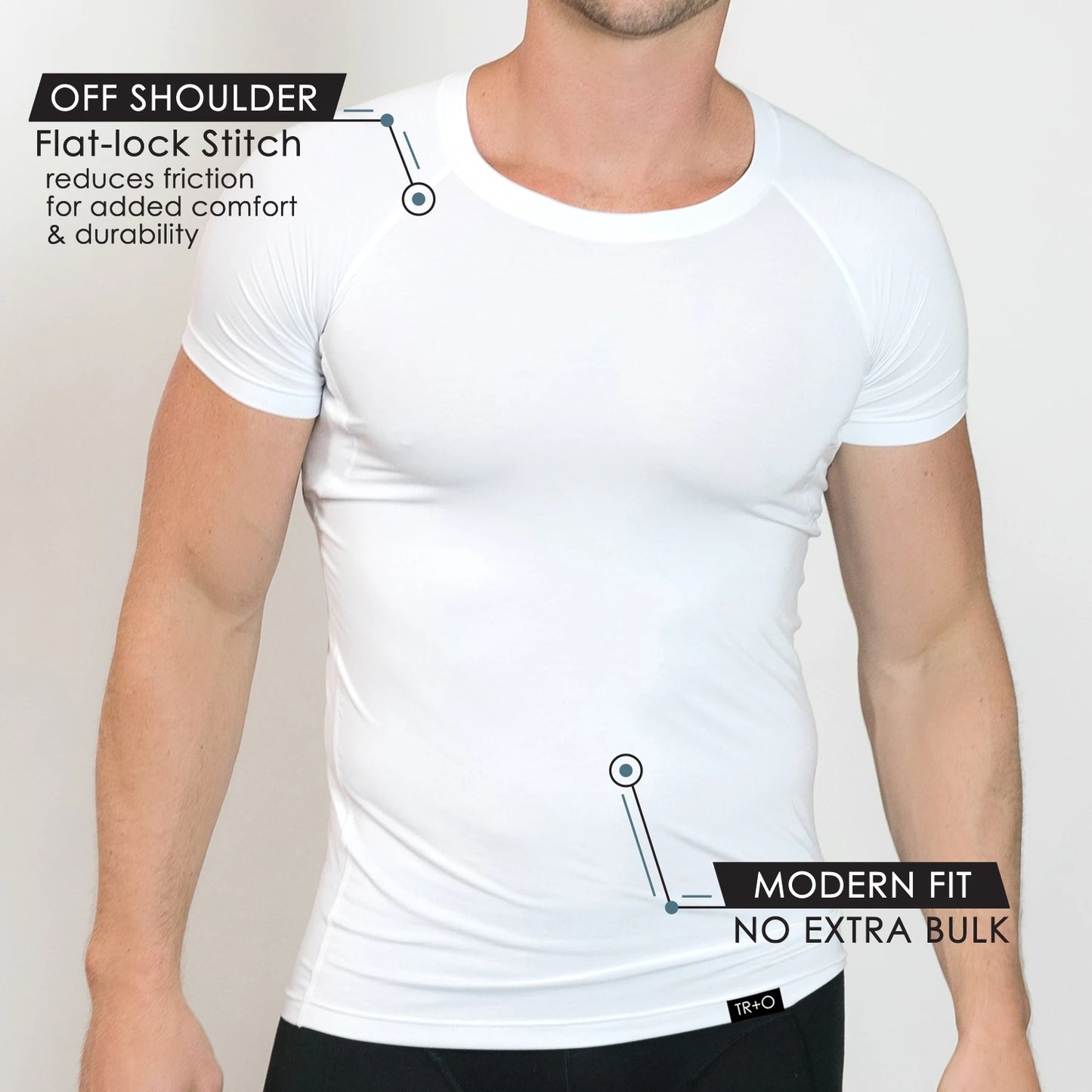 Anti-odor Anti Hyperhidrosis Design Crew Neck Men's Sweatproof T-Shirt Undershirts