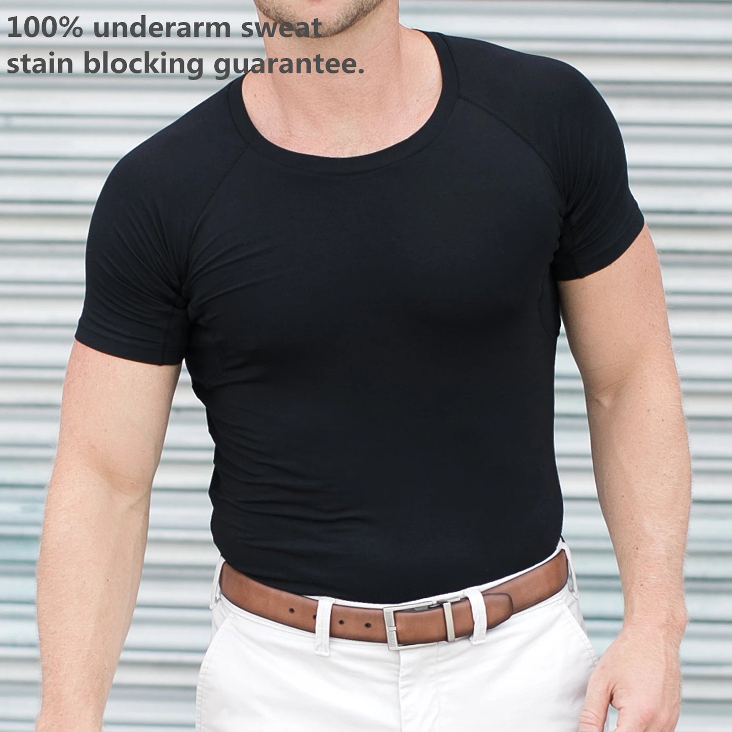 Sweatproof Undershirts with Pads Modal Tee Crew Neck Anti Perspiration T Shirt Men