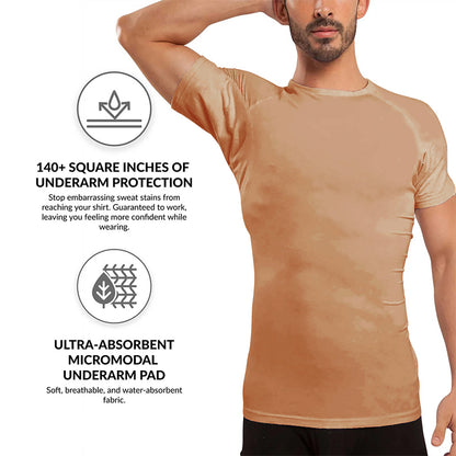 Anti-odor Anti Hyperhidrosis Design Crew Neck Men's Sweatproof T-Shirt Undershirts