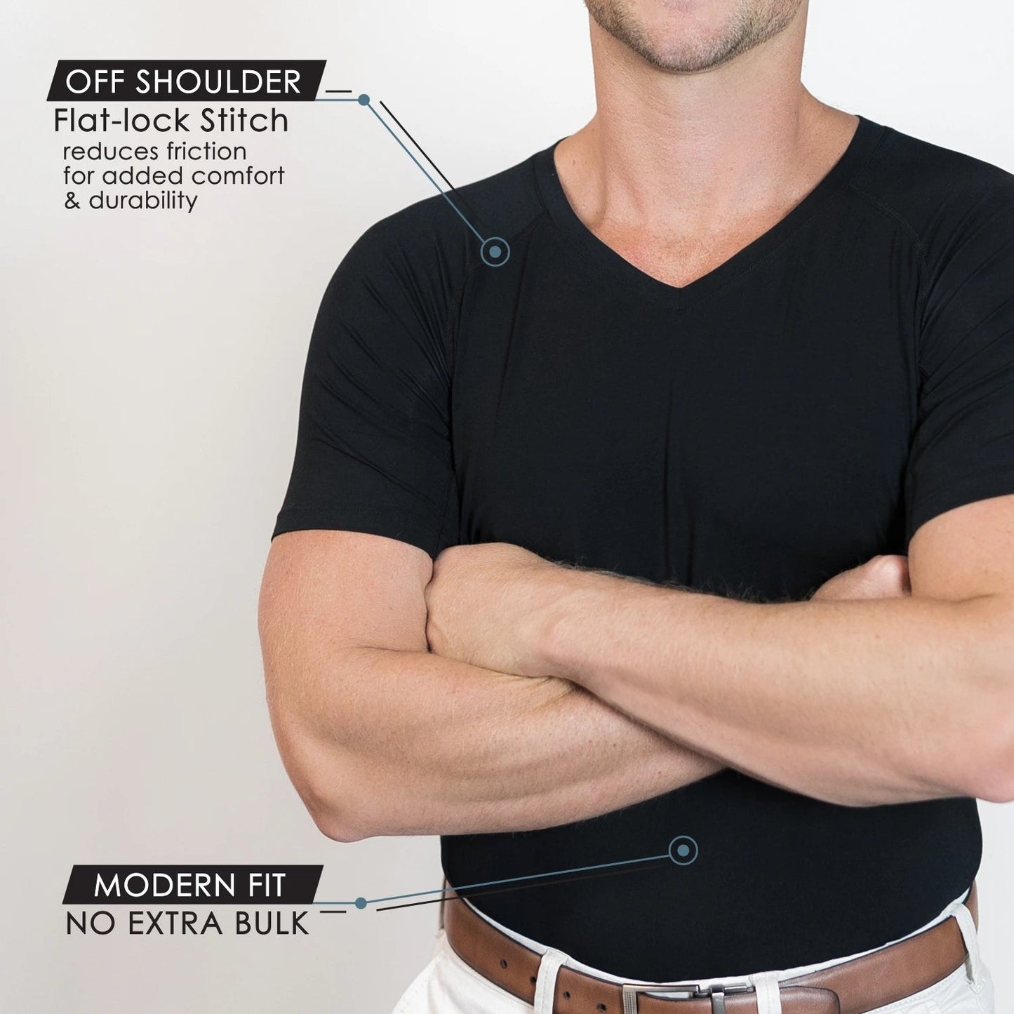 Silver Ion Deodorisation Sweatproof Undershirts Basic V Neck Tops for Men Anti-transpiration T Shirt