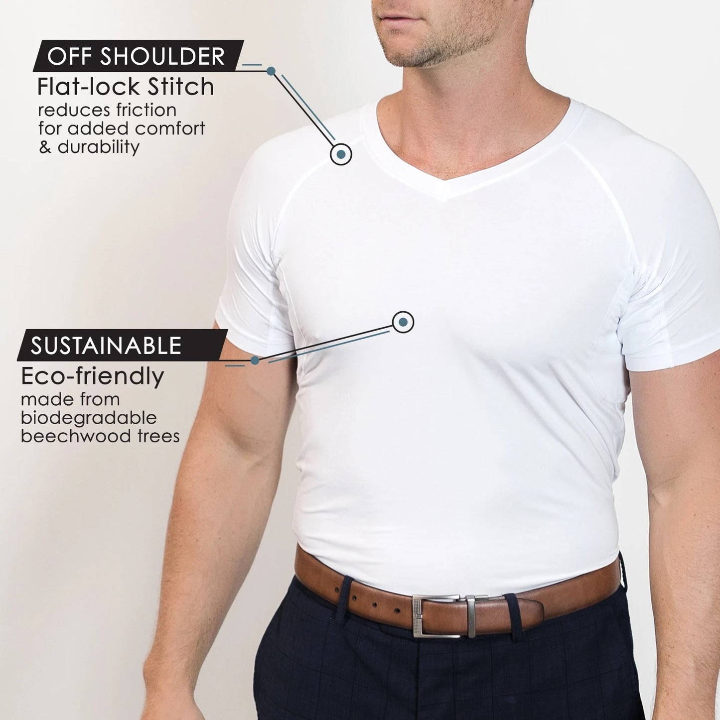 Anti-Odor Modal Basic V-Neck Anti Perspiration Undershirt Sweat Proof t shirt