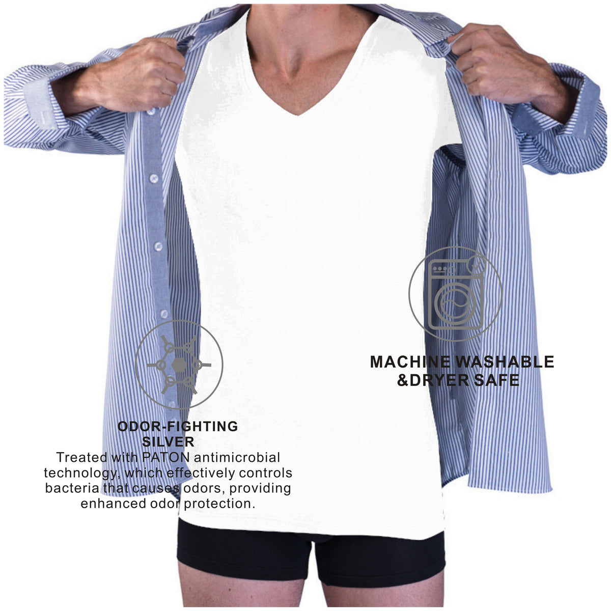 Luxury 10A Antibacterial Anti-Odor Sweat Proof Deep-Neck lenzing modal Undershirt, Say Goodbye to Pit Stains men t-shirt